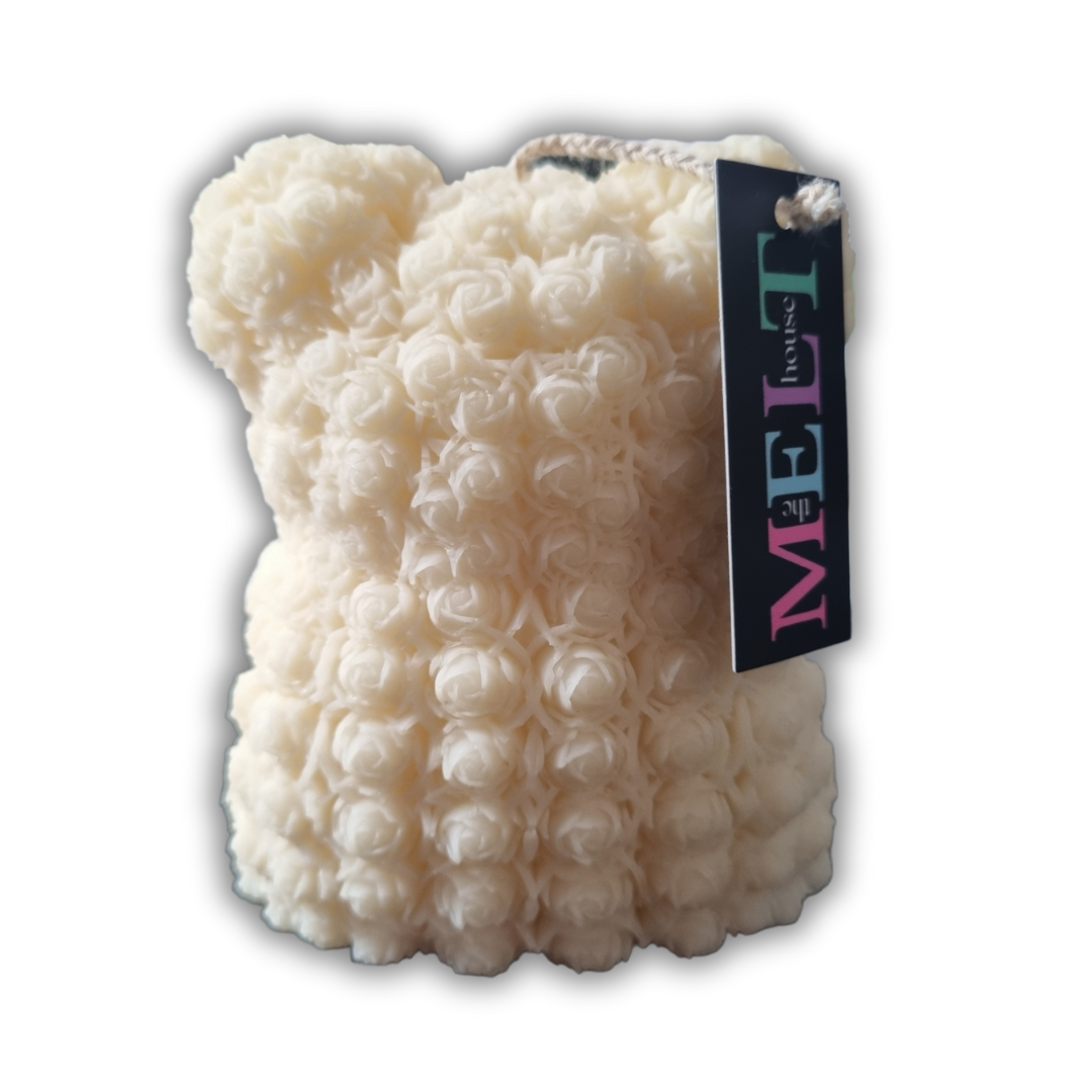 Creme Floral Bear Candle