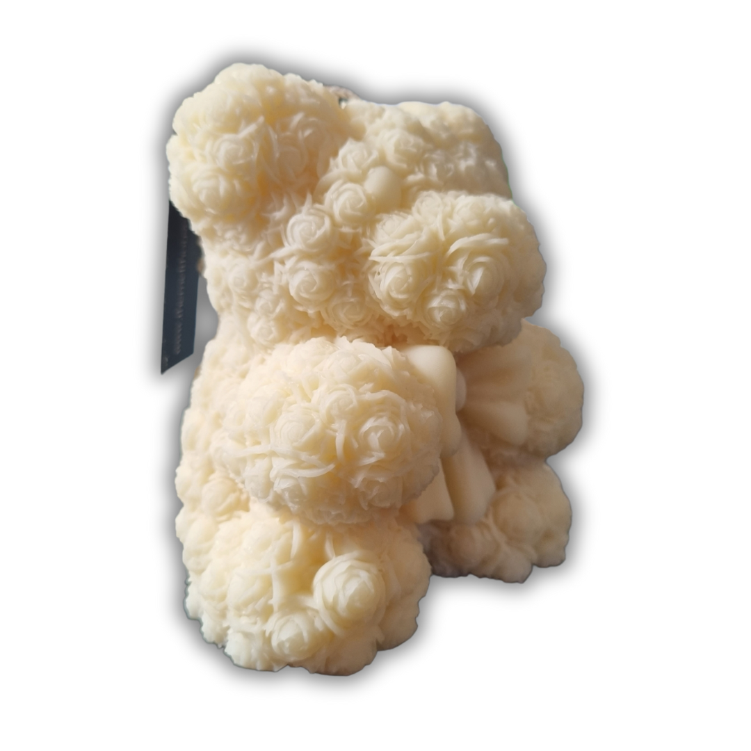 Creme Floral Bear Candle