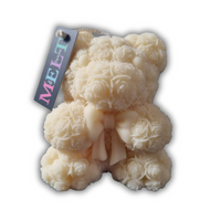 Creme Floral Bear Candle