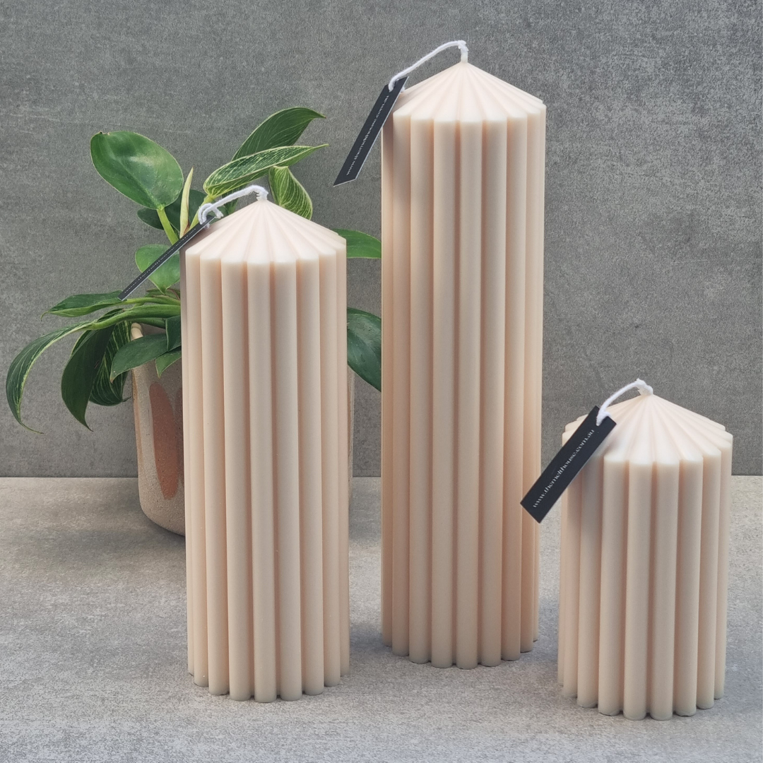 Ribbed Pillar Decor Candle Set 
