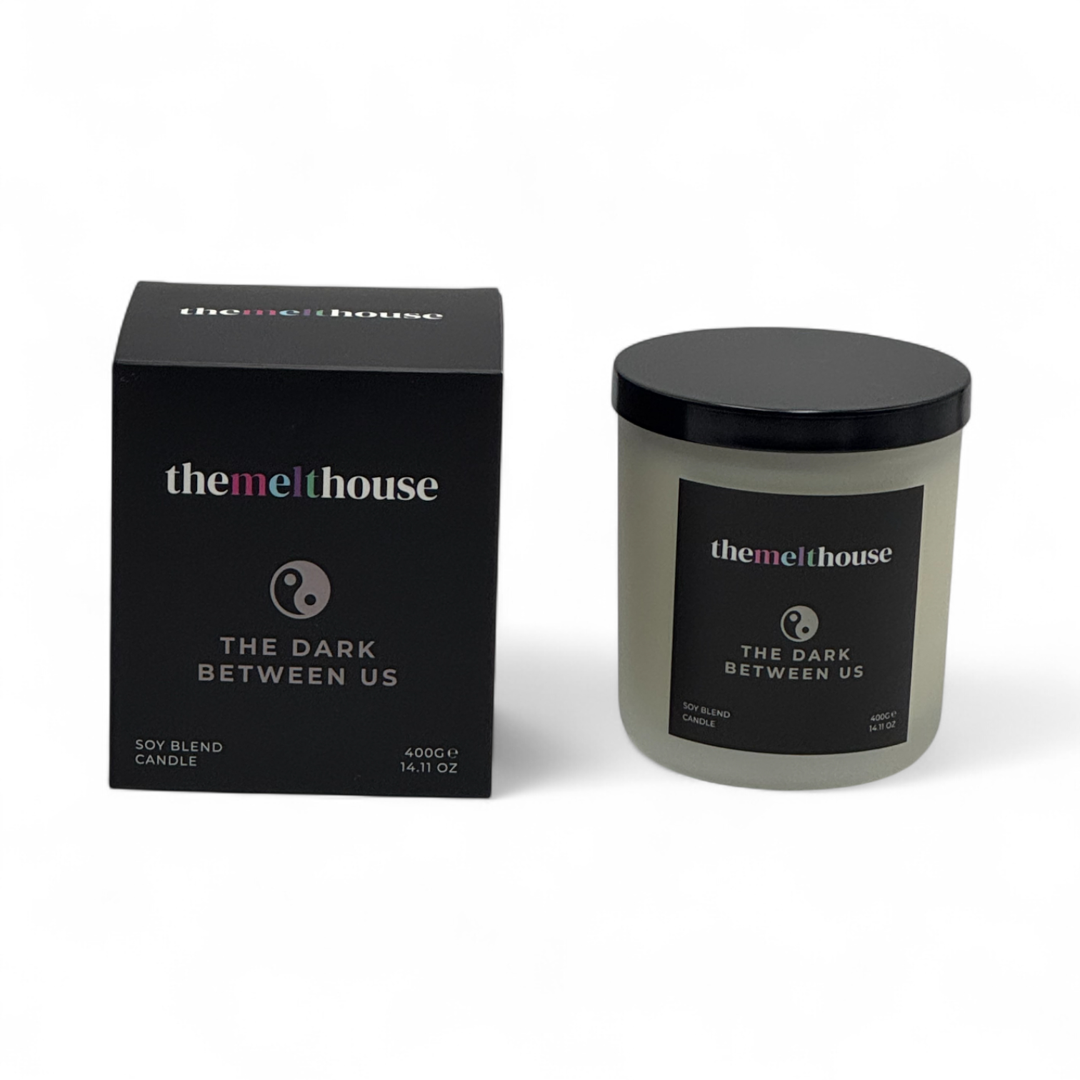 The Dark Between Us The Melthouse candle and packaging on a white background
