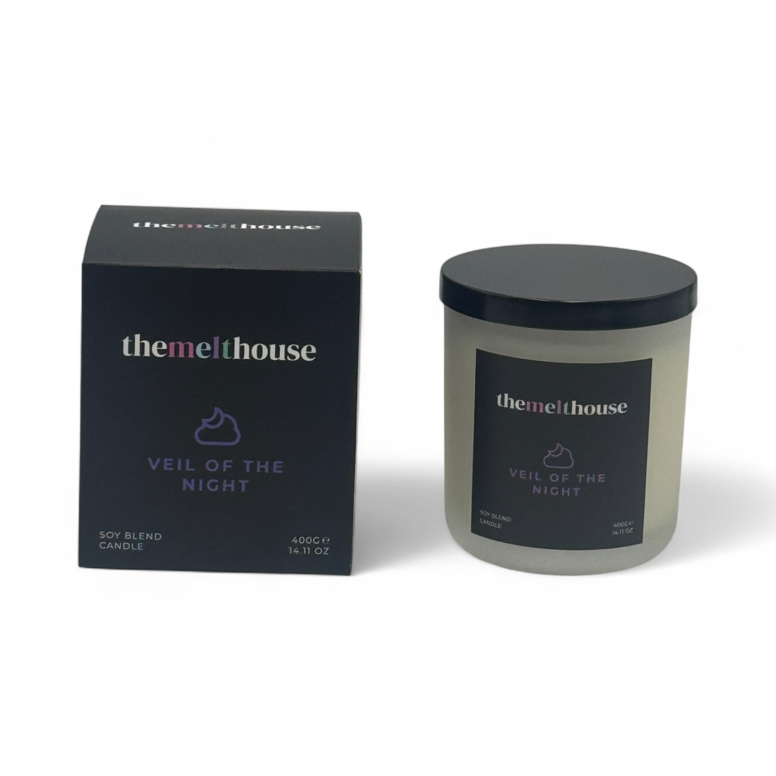 The Melthouse candle and packaging on a white background